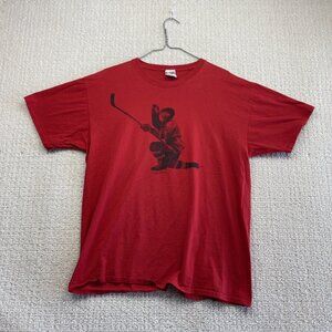 Y2K Budweiser Hockey Player Graphic Tee T-Shirt Mens Sz L Hockey NHL Beer Canada